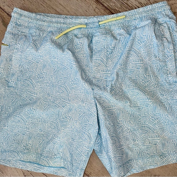 Birddogs swim trunks Bathing Suit blue white yellow trim  7” lined XXL New $80 - Picture 14 of 15